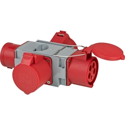 Brennenstuhl CEE Adapter Stromverteiler IP44 (1x CEE Stecker 400V/32A und 3x CEE Steckdosen 400V/32A, für den ständigen Einsatz im Außenbereich, Baustellen und in landwirtschaftlichen Betrieben) Nr. 1081670