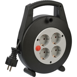 Brennenstuhl Vario Line Kabelbox 4-fach / Mini-Kabeltrommel (Indoor-Kabeltrommel für Haushalt, 5m Kabel, Made in Germany) schwarz/grau Nr. 1092200