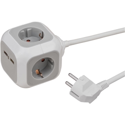 Brennenstuhl ALEA-Power USB-Charger Steckdosenblock / Steckdosenwürfel 4-fach (mit 2x USB, 1,4m Kabel und erhöhtem Berührungsschutz) Nr. 1150100