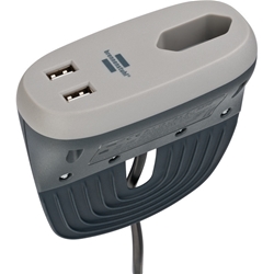 Brennenstuhl®estilo Sofa-Steckdose mit USB-Ladefunktion (Möbel-Steckdose mit 1x Euro-Steckdose und 2x USB-Charger, Steckdosenleiste mit Halteschiene) anthrazit/grau Nr. 1150290