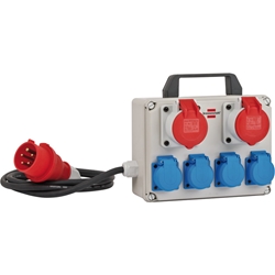 Brennenstuhl Kompakter Kleinstromverteiler BKV 2/4 T IP44 / Baustromverteiler mit Tragegriff (2m Kabel, für ständigen Einsatz im Außenbereich IP44, Made in Germany) Nr. 1153650