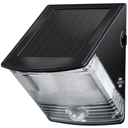 Brennenstuhl LED Solarlampe mit Bewegungsmelder / Außenleuchte mit integriertem Solarpanel und Infrarot Bewegungssensor (LED Strahler IP44, inklusive 3 aufladbarer und austauschbarer Akkus) schwarz Nr. 1170970