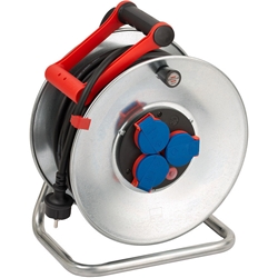 Brennenstuhl Garant S IP44 Kabeltrommel (40m Kabel in schwarz, aus Stahlblech, für den ständigen Einsatz im Außenbereich, Made in Germany) silber Nr. 1198340