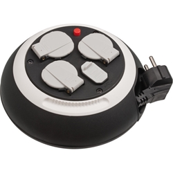 Brennenstuhl Comfort Line Kabelbox 3-fach mit USB / Mini-Kabeltrommel (Indoor-Kabeltrommel für Haushalt mit USB-Ladefunktion, 3m Kabel, Made in Germany) schwarz/weiß Nr. 1109220600