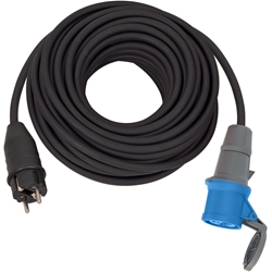 Brennenstuhl Adapterkabel/CEE-Adapter mit Schutzkontakt-Stecker und CEE-Kupplung (25m Kabel in Schwarz, H07RN-F 3G2.5, 230V/16A, ständiger Einsatz im Außenbereich IP44, Made in Germany) Nr. 1132910100