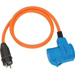 Brennenstuhl Camping CEE Adapterleitung mit Schutzkontakt-Stecker und CEE-Winkelkupplung inkl. Schutzkontakt-Steckdose (1,5m Kabel in Orange, 230V/16A, Einsatz im Außenbereich, Made in Germany) Nr. 1132910525