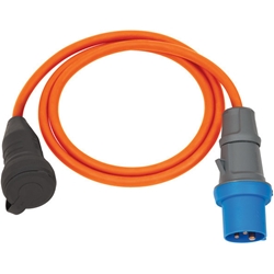 Brennenstuhl Camping Adapterkabel / CEE-Adapter mit CEE-Stecker und Schutzkontakt-Kupplung (1,5m Kabel in orange, H07RN-F 3G2.5, 230V/16A, für ständigen Einsatz im Außenbereich IP44, Made in Germany) Nr. 1132920025