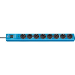 Brennenstuhl hugo! Steckdosenleiste 8-fach mit Überspannungsschutz (2m Kabel und Schalter, Gehäuse aus bruchfestem Polycarbonat) blau Nr. 1150610388