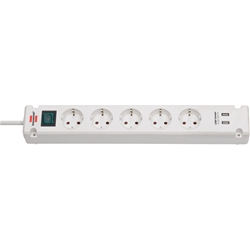 Brennenstuhl Bremounta Steckdosenleiste 5-fach mit USB-Ladefunktion (Mehrfachsteckdose mit 90 Grad Steckdosen, Steckerleiste mit Schalter, Befestigungsmöglichkeit und 3m Kabel) weiß Nr. 1150660325