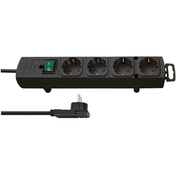 Brennenstuhl Comfort-Line Plus Steckdosenleiste 4-fach (Mehrfachsteckdose mit Flachstecker, Schalter, 2m Kabel und extra breite Abstände der Steckdosen) schwarz Nr. 1153100100