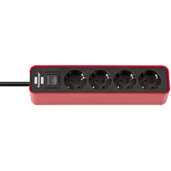 Brennenstuhl Ecolor Steckdosenleiste 4-fach (Mehrfachsteckdose mit Schalter und 1,5m Kabel) rot/schwarz Nr. 1153240070