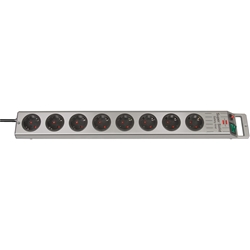 Brennenstuhl Super-Solid Steckdosenleiste 8-fach (Mehrfachsteckdose mit Schalter und 2,5m Kabel - aus bruchfestem Polycarbonat) schwarz/silber Nr. 1153340118