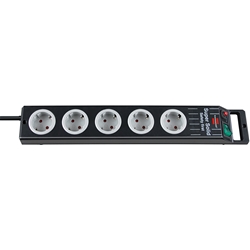 Brennenstuhl Super-Solid Steckdosenleiste 5-fach (Mehrfachsteckdose mit Schalter und 2,5m Kabel - aus bruchfestem Polycarbonat) schwarz/grau Nr. 1153380115