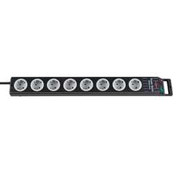 Brennenstuhl Super-Solid Steckdosenleiste 8-fach (2,5m Kabel und Schalter - aus bruchfestem Polycarbonat) schwarz/grau Nr. 1153380118