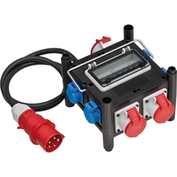 Brennenstuhl Kompakter Gummi-Stromverteiler / Gummiverteiler (2m Kabel, 2xCEE 400V/16A, 1x CEE 400V/32A, 4x 230V/16A, Baustelleneinsatz und ständigen Einsatz im Freien, Made in Germany) Nr. 1153690400