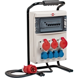 Brennenstuhl Tragbarer Stromverteiler / Baustromverteiler (2x32A + 1x16A CEE-Steckdosen, 2m Kabel, für Baustelleinsatz und ständigen Einsatz im Freien, mit FI-Personenschutz, Made in Germany) Nr. 1154900011