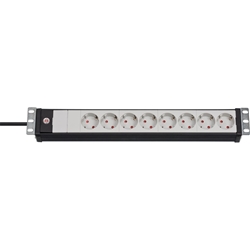 Brennenstuhl Premium-Line, Steckdosenleiste 8-fach - 19 Zoll Format ideal für Serverschränke (mit 3m Kabel, Made in Germany) schwarz/grau Nr. 1156057028