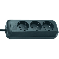 Brennenstuhl Eco-Line Steckdosenleiste 3-fach (Mehrfachsteckdose mit erhöhtem Berührungsschutz und 1,5m Kabel) schwarz Nr. 1158620015
