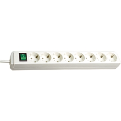 Brennenstuhl Eco-Line Steckdosenleiste 8-fach (Mehrfachsteckdose mit erhöhtem Berührungsschutz, Schalter und 3m Kabel) weiß Nr. 1159320018