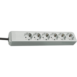 Brennenstuhl Eco-Line Steckdosenleiste 6-fach (Mehrfachsteckdose mit erhöhtem Berührungsschutz und 1,5m Kabel) lichtgrau Nr. 1159450015