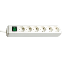 Brennenstuhl Eco-Line, Steckdosenleiste 6-fach (Steckerleiste mit Schalter und 3m Kabel, Mehrfachsteckdose besonders stromsparend) weiß Nr. 1159520400