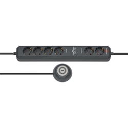 Brennenstuhl Eco-Line Comfort Switch Plus Steckdosenleiste 6-fach (Mehrfachsteckdose mit 2 permanenten und 4 schaltbaren Steckdosen, beleuchteter Fußschalter) anthrazit Nr. 1159560516
