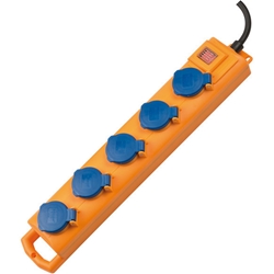 Brennenstuhl Super-Solid SL 554 Steckdosenverteiler / Outdoor Steckdosenleiste für den Baustelleneinsatz und den ständigen Einsatz im Freien (5-fach, 2m Kabel, mit Schalter, IP54) gelb Nr. 1159900205