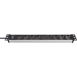 Brennenstuhl Alu-Line 19 Zoll Steckdosenleiste 9-fach (Mehrfachsteckdose aus hochwertigem Aluminium mit 2m Kabel) Nr. 1390007009