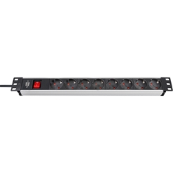 Brennenstuhl Alu-Line 19 Zoll Steckdosenleiste 8-fach (Mehrfachsteckdose mit Schalter, 2m Kabel und aus hochwertigem Aluminium) Nr. 1390007018