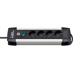 Brennenstuhl Premium-Alu-Line Steckdosenleiste 4-fach - Mehrfachsteckdose aus hochwertigem Aluminium (mit Schalter und 1,8m Kabel, Made in Germany) Nr. 1391000014