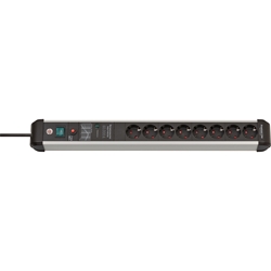 Brennenstuhl Premium-Protect-Line Steckdosenleiste 8-fach mit Überspannungsschutz 60.000A (Mehrfachsteckdose mit Schalter und 3m Kabel, Made in Germany) silber/schwarz Nr. 1391010800