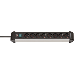 Brennenstuhl Premium-Alu-Line Steckdosenleiste 8-fach / Steckerleiste aus hochwertigem Aluminium (Mehrfachsteckdose mit Schalter und 3m Kabel, Made in Germany) Nr. 1391030800