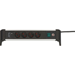 Brennenstuhl Alu-Office-Line Steckdosenleiste 4-fach mit USB Power-Delivery Typ C (1x USB Power Delivery Typ C zum Schellladen, 1x USB-A, Made in Germany) Nr. 1391040420