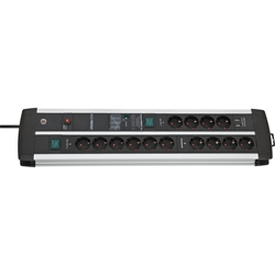 Brennenstuhl Premium-Protect-Line Gaming-Steckdosenleiste 14-fach mit 2x Schalter und Überspannungsschutz (Mehrfachsteckdose mit 3m Kabel und 2-fach USB 3,1 A, Made in Germany) Nr. 1392000232
