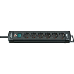 Brennenstuhl Premium-Line, Steckdosenleiste 6-fach (Mehrfachsteckdose mit Schalter und 3m Kabel - 45° Winkel der Schutzkontakt-Steckdosen, Made in Germany) schwarz Nr. 1951160100