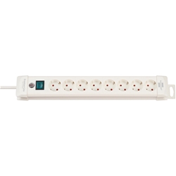 Brennenstuhl Premium-Line Steckdosenleiste 8-fach (Mehrfachsteckdose mit Schalter und 3m Kabel, Steckdosenleiste Wandmontage, Made in Germany) weiß Nr. 1952280100