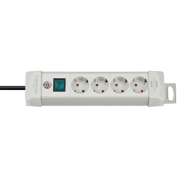 Brennenstuhl Premium-Line Steckdosenleiste 4-fach (Mehrfachsteckdose mit Schalter und 1,8m Kabel, Steckdosenleiste Wandmontage, Made in Germany) grau Nr. 1955540100