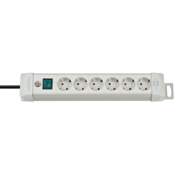 Brennenstuhl Premium-Line Steckdosenleiste 6-fach (Mehrfachsteckdose mit Schalter und 3m Kabel, Steckdosenleiste Wandmontage, Made in Germany) grau Nr. 1955560100