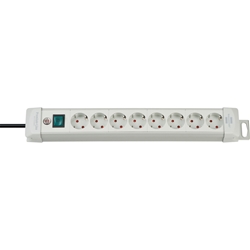 Brennenstuhl Premium-Line Steckdosenleiste 8-fach (Mehrfachsteckdose mit Schalter und 3m Kabel, Steckdosenleiste Wandmontage, Made in Germany) grau Nr. 1955580100