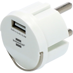 Brennenstuhl USB Steckdosenadapter (USB Ladegerät zum Einstecken in ein Steckdosennest, 2,4A, kompatibel mit IP44 Steckdosen und Kabeltrommeln von Brennenstuhl, flaches Design) Nr. 1508110