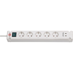 Brennenstuhl Bremounta Steckdosenleiste 5-fach mit USB C-Ladefunktion (Mehrfachsteckdose mit Schalter, Steckerleiste Wandmontage, 2x USB C und 3m Kabel) weiß Nr. 1150660425