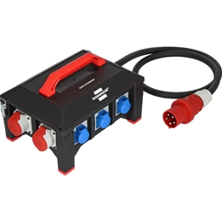 Brennenstuhl Professional Gummi-Stromverteiler BSV 5-63A / Stromverteiler CEE-Stecker 63A (2m Kabel H07RN-F 5G16,0, 1xCEE 400V/32A, 2xCEE 400V/16A, 6x Schutzkontakt 230V, Made in Germany) Nr. 9150630161