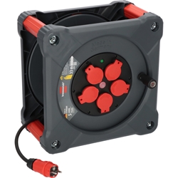 Brennenstuhl Professional Baustellen-Kabeltrommel KA 3100 5 IP44 (33m H07RN-F 3G1.5 Kabel in schwarz, 5 Schutzkontakt-Steckdosen, Baustelleneinsatz und ständiger Einsatz im Freien, Made in Germany) Nr. 9201330110