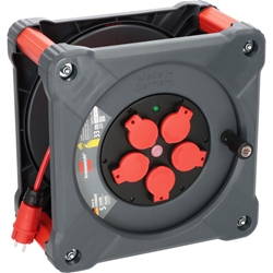 Brennenstuhl Professional Baustellen-Kabeltrommel KA 3110 5 IP44 (33m H07BQ-F 3G1.5 Kabel in rot, Baustelleneinsatz und ständiger Einsatz im Freien, 5 Schutzkontakt-Steckdosen, Made in Germany) Nr. 9201330210