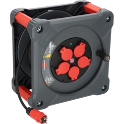 Brennenstuhl Professional Baustellen-Kabeltrommel KA 5100 5 IP44 (50m H07RN-F 3G1.5 Kabel in schwarz, 5 Schutzkontakt-Steckdosen, Baustelleneinsatz und ständiger Einsatz im Freien, Made in Germany) Nr. 9201500110