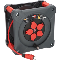 Brennenstuhl Professional Baustellen-Kabeltrommel KA 3210 5 IP44 (33m H07BQ-F 3G2.5 Kabel in rot, 5 Schutzkontakt-Steckdosen, Baustelleneinsatz und ständiger Einsatz im Freien, Made in Germany) Nr. 9202330210