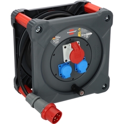 Brennenstuhl Professional Baustellen-Kabeltrommel KD 3200 C1 mit CEE-Stecker, CEE-Steckdose und 2 Schutzkontakt-Steckdosen (30m Kabel in schwarz, ständiger Einsatz im Freien, Made in Germany) Nr. 9222300110