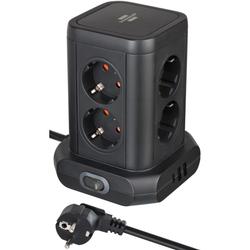 Brennenstuhl Steckdosenturm 8-fach mit 2x USB A, 1x USB C Power Delivery schwarz 2m H05VV-F3G1.5 Nr. 1153560010
