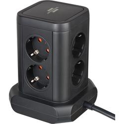 Brennenstuhl Steckdosenturm 8-fach mit 2x USB A, 1x USB C Power Delivery schwarz 2m H05VV-F3G1.5 Nr. 1153560010