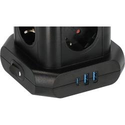 Brennenstuhl Steckdosenturm 8-fach mit 2x USB A, 1x USB C Power Delivery schwarz 2m H05VV-F3G1.5 Nr. 1153560010